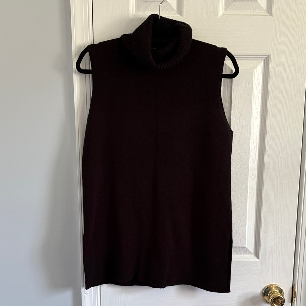 Bloomingdale's 100% Wool Black Sleeveless Turtleneck Sweater Size XL